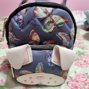 Betsey Johnson Blue Butterfly Dog Backpack